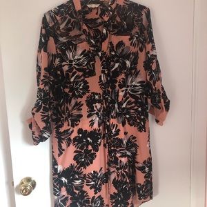 Rebecca Taylor pink and black floral shirtdress